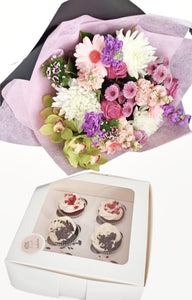 Cupcakes and Large Bouquet